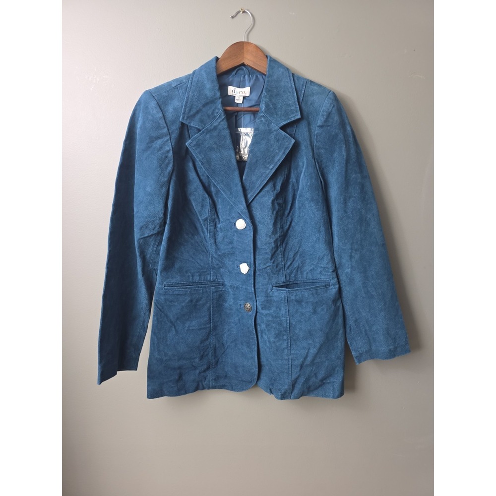 D & Co Women's Coat Green Genuine Suede Leather Jacket Size Small NWT